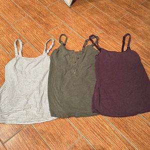Set of three shelf bra nursing camisoles. Size small.